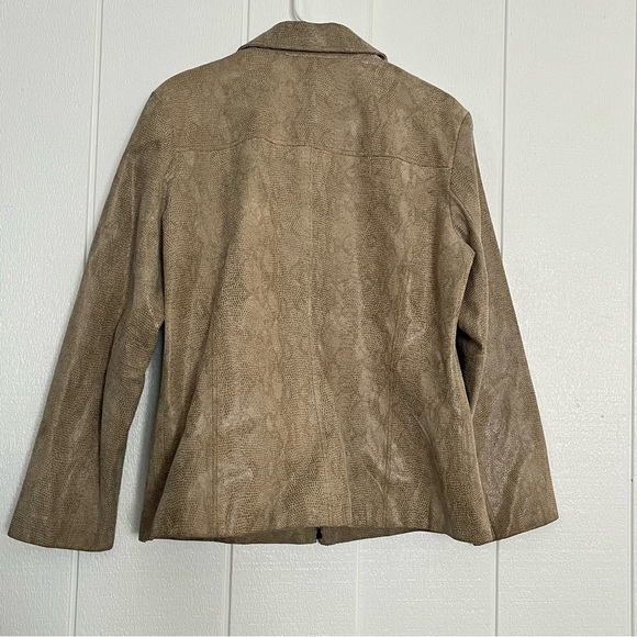 Vintage Tan Crocodile Pattern Leather Coat Jacqueline Ferrar Beige Animal Print - Picture 6 of 14